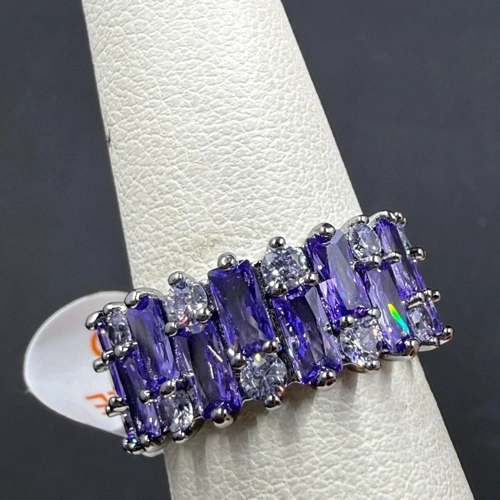 Bomb Party Styling Sparkle Size 6 Ring Violet CZ‎ RBP6651 Hematite Plated